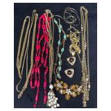 Costume Jewelry Lot with Mixed Necklaces and Decor