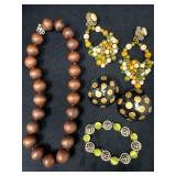 Wood Bead Necklace, Magnetic Clasp Bracelet, and C