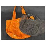 Abro Orange Leather Handbag and Mud Pie Black Mesh