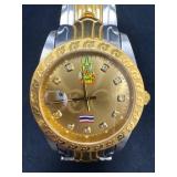 Thai Buddhist Watch with Gold-Tone Dial and Decora