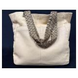 Falor Pale Yellow Leather Handbag with Braided Han