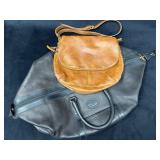 Large Black Travel Bag and Brown Crossbody Leather