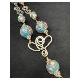 Clay Bead and Silver-Tone Metalwork Necklace, 20 I