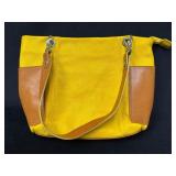 Cristina Yellow Pebble Leather Handbag with Brown