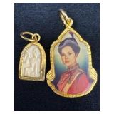 Two Small Thai Buddhist Pendants: Buddha and Queen