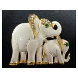 Enamel and Rhinestone Elephant Brooch Featuring Mo