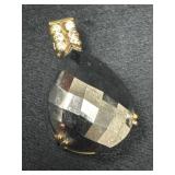 Large Sterling Silver Pendant with Reflective Blac