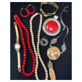 Jewelry Lot Including Necklaces, Bangle, Watch, an