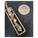 Gold-Tone Pendant and 35-Inch Chain with Stone Acc