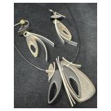 Acrylic, Metal, and Cord Necklace and Earrings Set