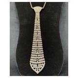 Rhinestone Necktie Necklace with Chain Detailing