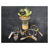 Decorative Wine Cork and Six Wine Glass Charms