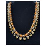 Vintage Coro Necklace, 16' Long, Gold Tone with Fa