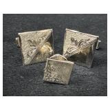 Sterling Silver Cuff Links and Tie Pin Set, 11.4g