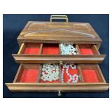 Wooden Jewelry Box with Organizer Top, Two Drawers