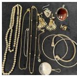 Silver Tone Jewelry Lot Featuring Necklaces, Brace