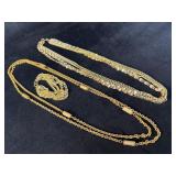Gold Tone Jewelry Lot: Two Necklaces and a Bracele
