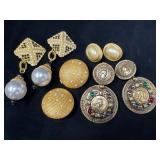 Four Pairs of Vintage Earrings with Gold-Tone and