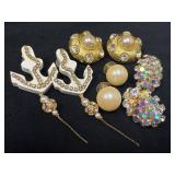 Four Pairs of Glamorous Earrings with Various Desi