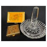 Crystal Ring Holder and Two Decorative Pill Boxes