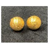 14k Gold Button Dome Earrings Marked FAJ (Facet Je