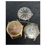 Three Watch Faces with Stainless Steel Backs