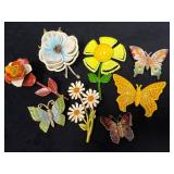 Eight Springtime-Themed Brooches with Butterfly an