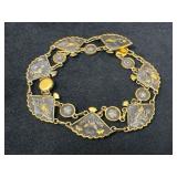 Japanese Damascene Fan Bracelet, 6.5 Inches Long