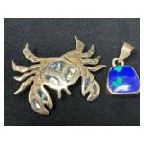 Two Sterling Silver Pins from Mexico, Inlaid Desig