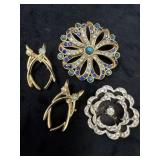 Four Vintage Brooches, Including Liz Claiborne and