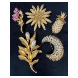 Five Vintage Brooches by Arthur Pepper ART, Wline,