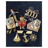 Six Decorative Pins Including JJ (Jonette) and K&T