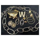 Jewelry Lot Featuring Various Items in Gold-Tone a