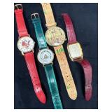 Four Wristwatches, Including Two Christmas-Themed,
