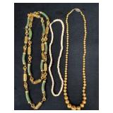 Three Vintage Necklaces Including Jade-Like Stone