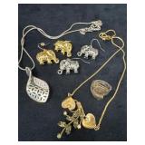 Gold-Filled Necklace, Elephant Earrings, Brighton