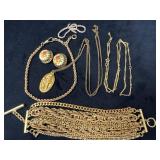 Gold-Tone Jewelry Lot With West Germany Clip Earri