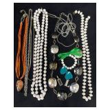 Jewelry Lot with Necklaces, Earrings, and Pendant