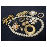 Jewelry Lot Featuring Faux Pearls and Gold-Tone It