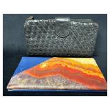 Two Vintage Wallets: Leather and Woven Textured De