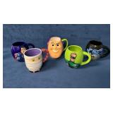 Five Character-Themed Ceramic Mugs