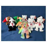 10 Various TY Beanie Babies Including Bears and An