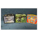 Three Metal Lunch Boxes: Hulk, Dumbo, and Fish Des