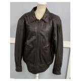 Euromod Brown Leather Jacket Quilted Lining Zipper
