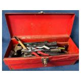 Red Metal Toolbox With Assorted Hand Tools and Acc