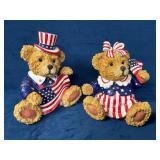 Patriotic Teddy Bear Figurine Coin Banks