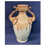 Elephant-Handle Ceramic Vase with Glazed Finish