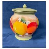 Hand-Painted Ceramic Storage Jar With Fruit Design