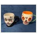 2 Ceramic Day of the Dead Themed Mugs