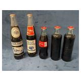 Five Coca-Cola Glass Bottles with Penn State and N